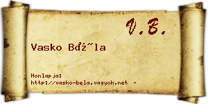 Vasko Béla névjegykártya